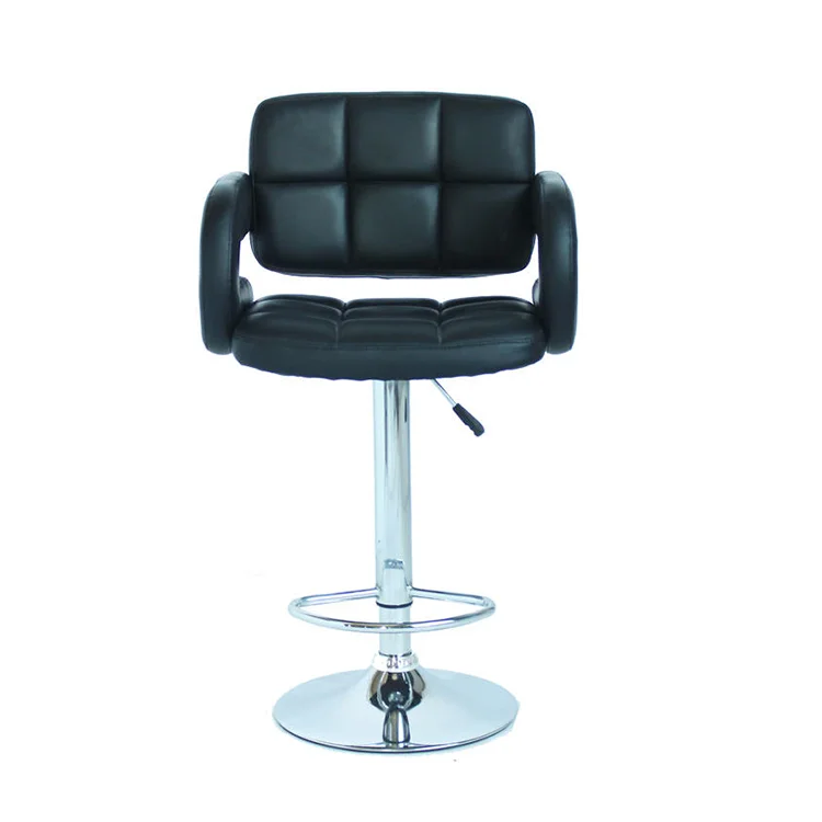 New Design Modern Metal Seat Adjustable Pu Leather Black Swivel Bar Stool Chair For Dining