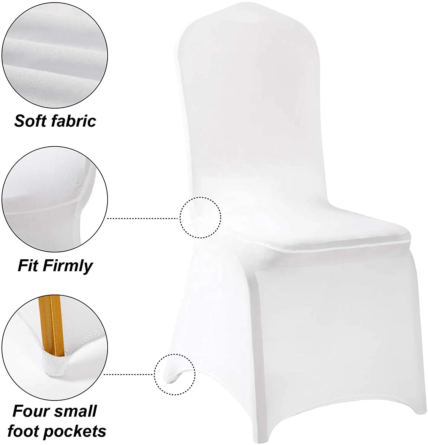 White Spandex Chair Covers for High Back Chairs in Stretch Washable Fabric for Wedding, Party and Other Special Events