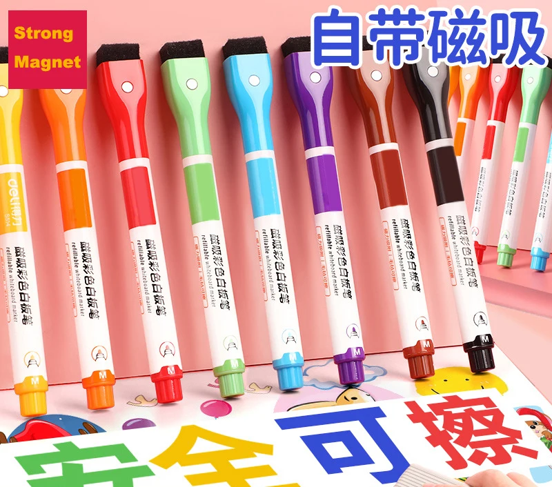 Top quality long life usage vivid color smooth writing strong neodymium magnet dry erase pen