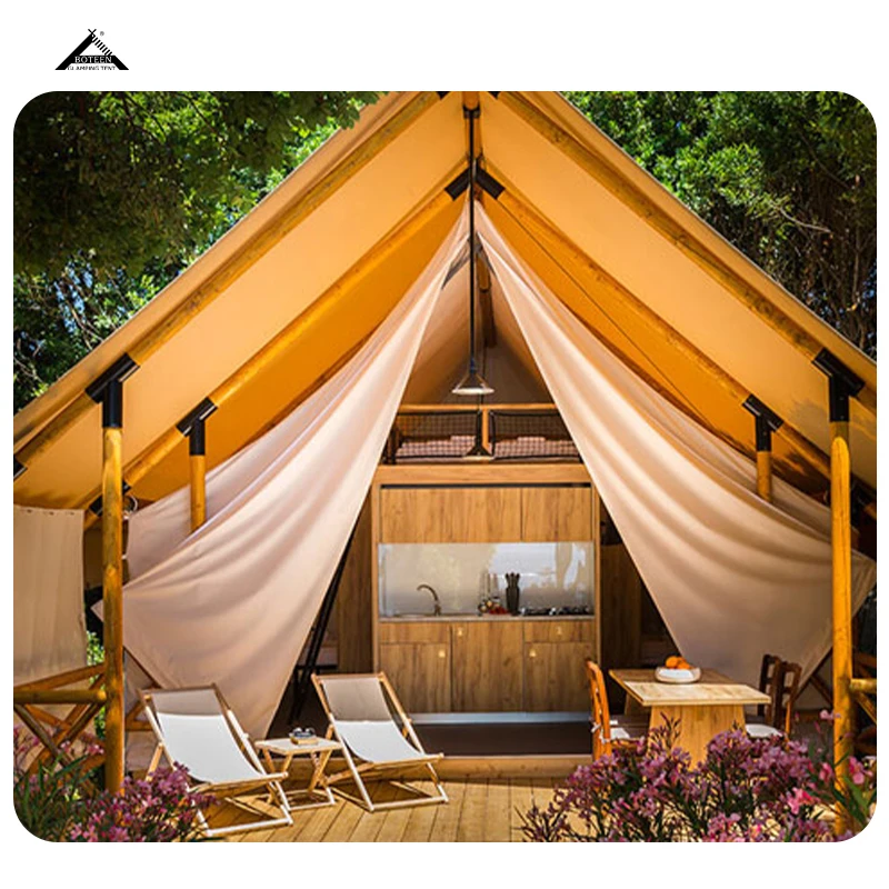 BOTEEN Luxury Lodge Tents Large Glamping Luxury Family Safari Hotel Lodge House Tent For Camping with Bathroom and Bed