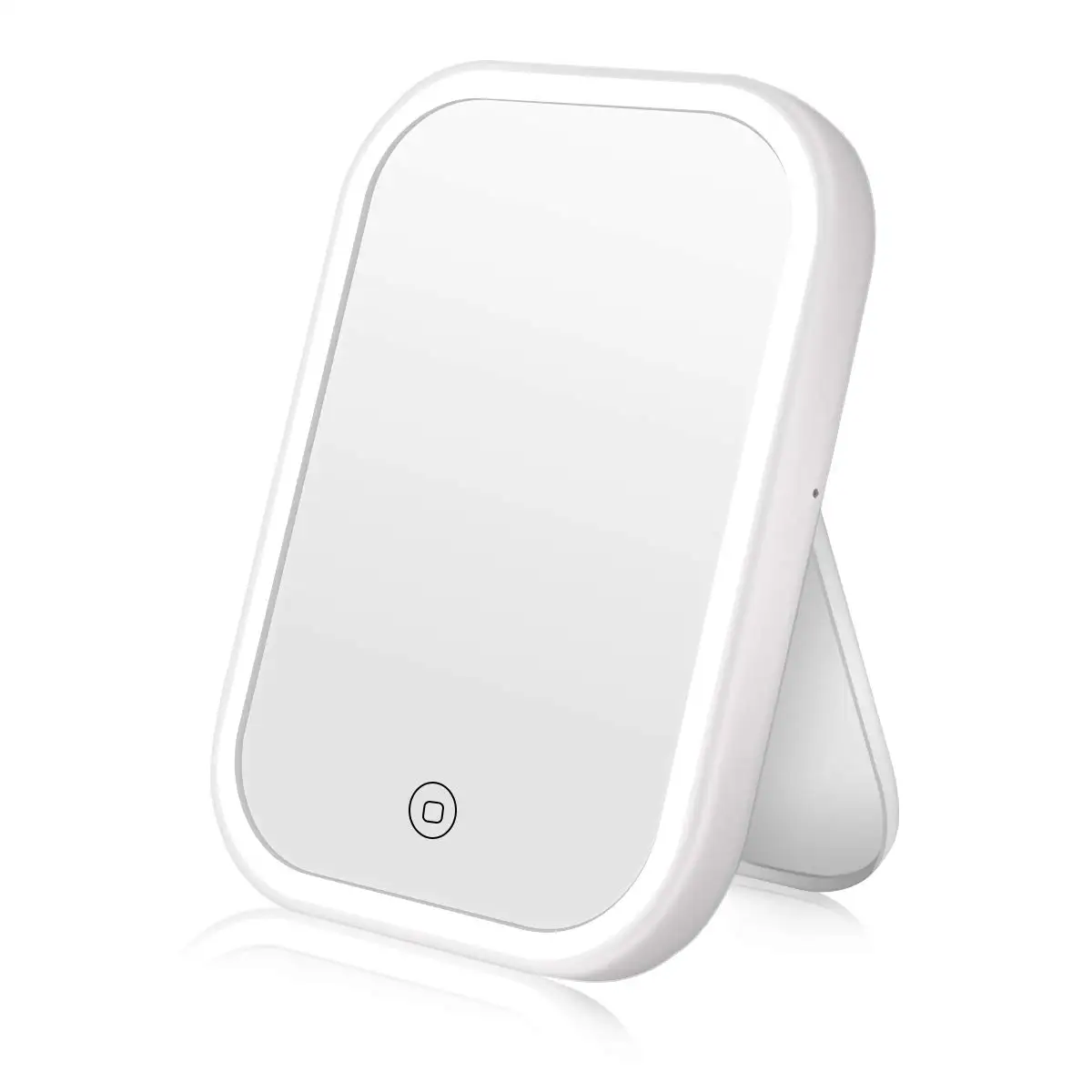 Rechargeable Lighted Vanity Mirror, Dimmable Table Countertop Cosmetic Travel Mirror with Touch Screen Switch