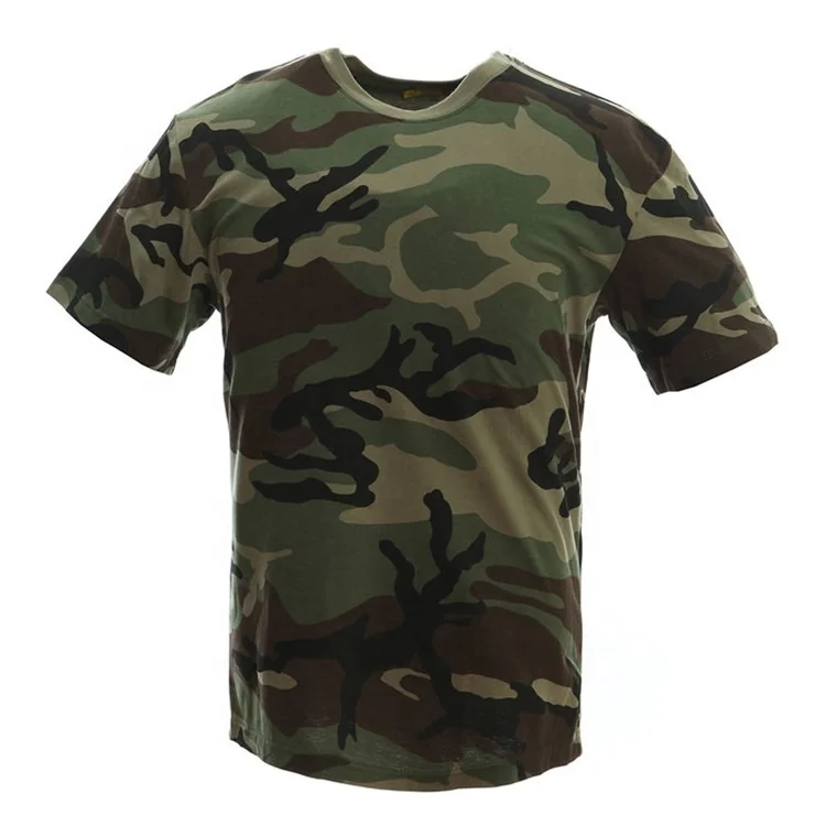 Yakeda Wholesale Tactical Mens T Shirts Camouflage Round Neck 100% Cotton Hunting Shirt Training Tactical T-shirt