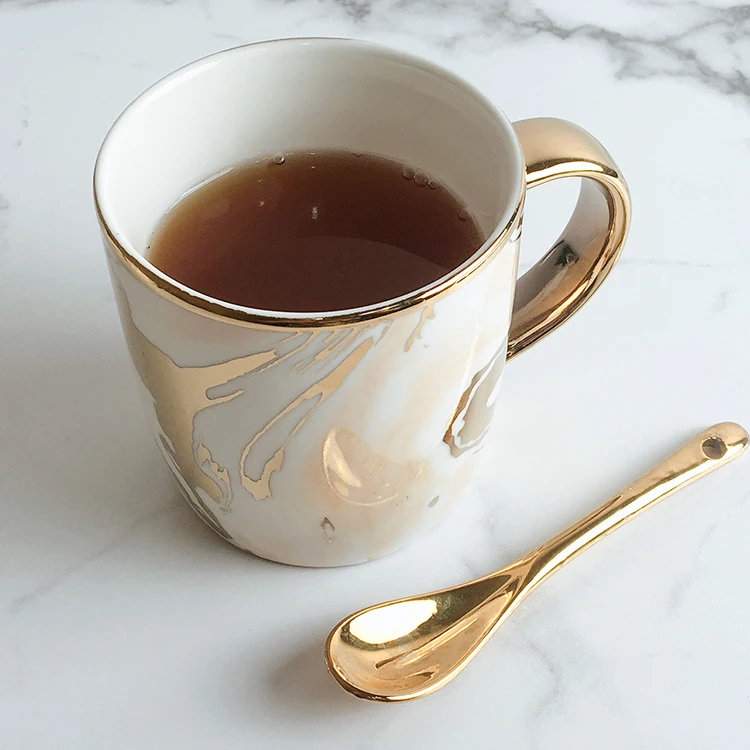 Nordic ceramic coffee mug gold handle ceramic cup custom logo