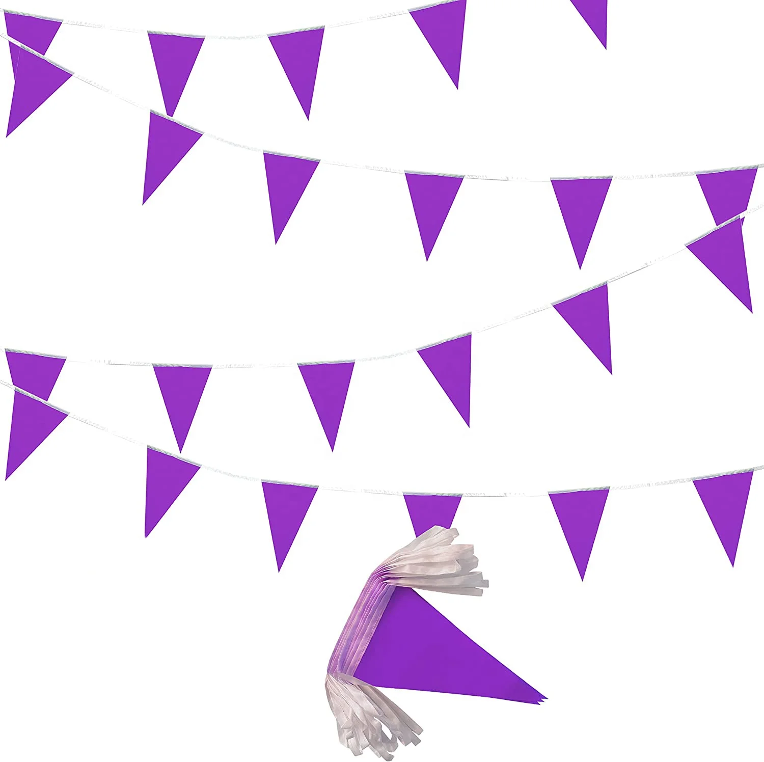 HAWIN 100 Feet Blue PE Pennant Banners,Party Decorations for Grand Opening,Kids Birthday,Carnival flags