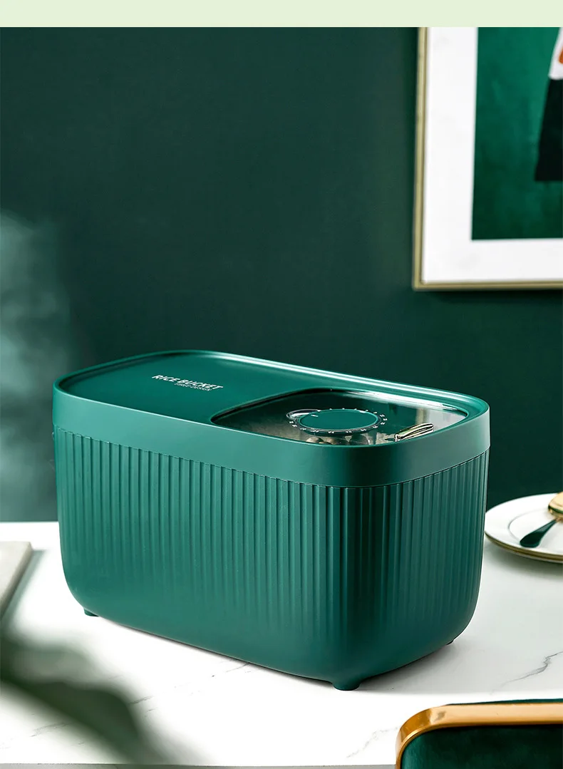 Durable Sealed Dry Food Container Rice Storage Box With Lid Measuring Cylinder Moisture Proof Grain Storage Boxes 4 Colors