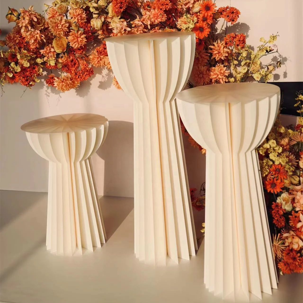 3 Pcs Party Decoration Paper Folding Cylinder Pedestal Display Rack Pillars For Wedding DIY Dessert Cake Table Stand Columns
