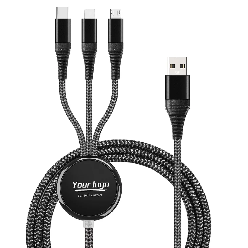 High Quality Multifunction 3 In 1 Fast Charging Led Usb Charging Cable For Business Promotional Corporate Company Gifts