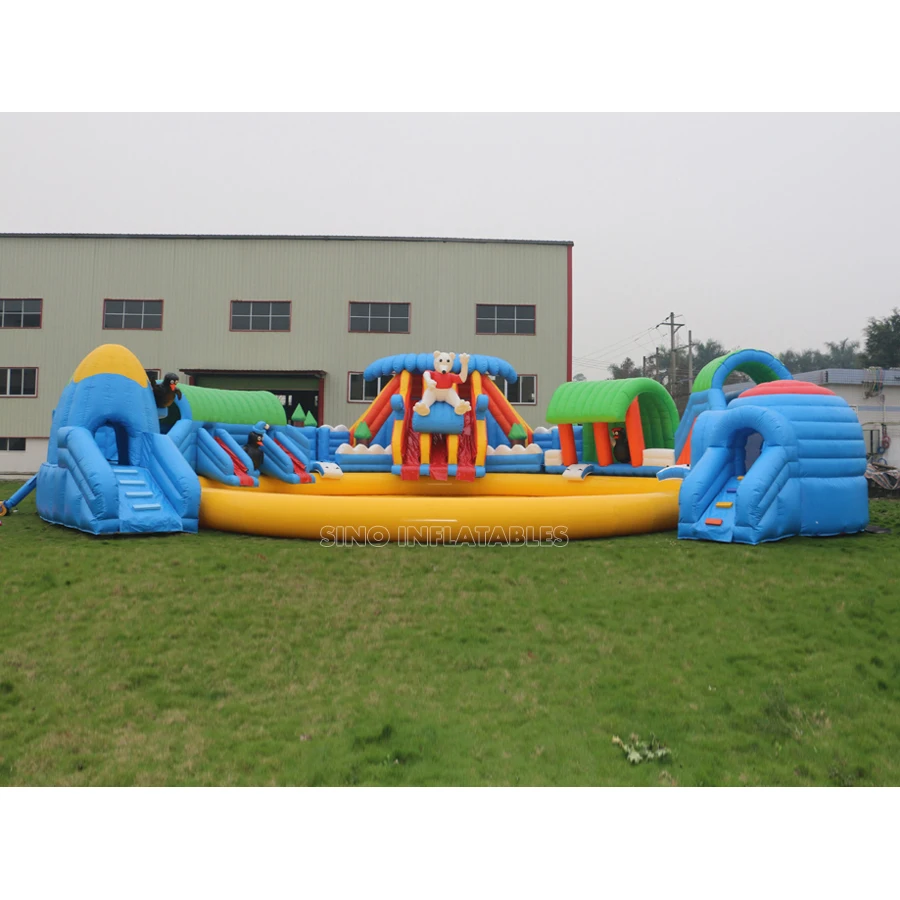 19m Dia. kids N adults inflatable water park on land with factory price for outdoor water activities above ground