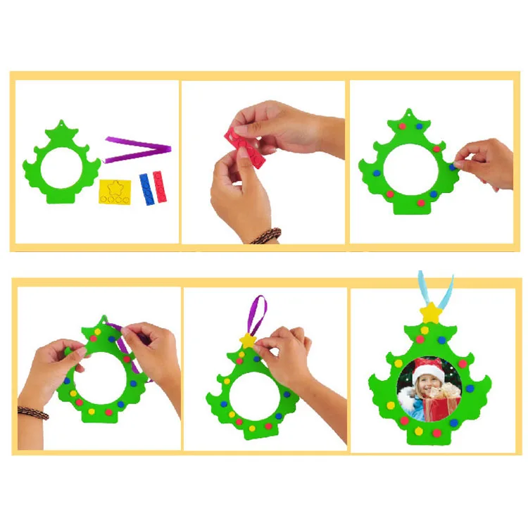 2019 DIY Craft Foam Christmas Photo Frame Kits for Holiday Picture Frame Gifts and Tree Decoration