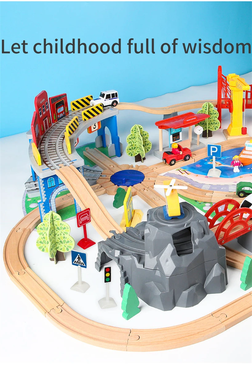 2312 Wooden 146 Pieces Track Train Set Slot Car Track For Boys