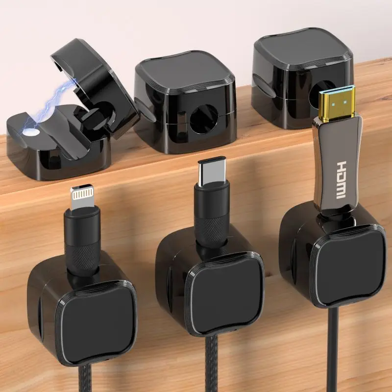 6pack Magnetic Cord Organizer Cable Management Cable Clip Wire Holder Keeper Organizer Hide Or Organize Phone USB Charging Cable