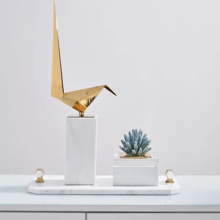 Beautiful home decorative stainless steel handmade craft decor bird on stand