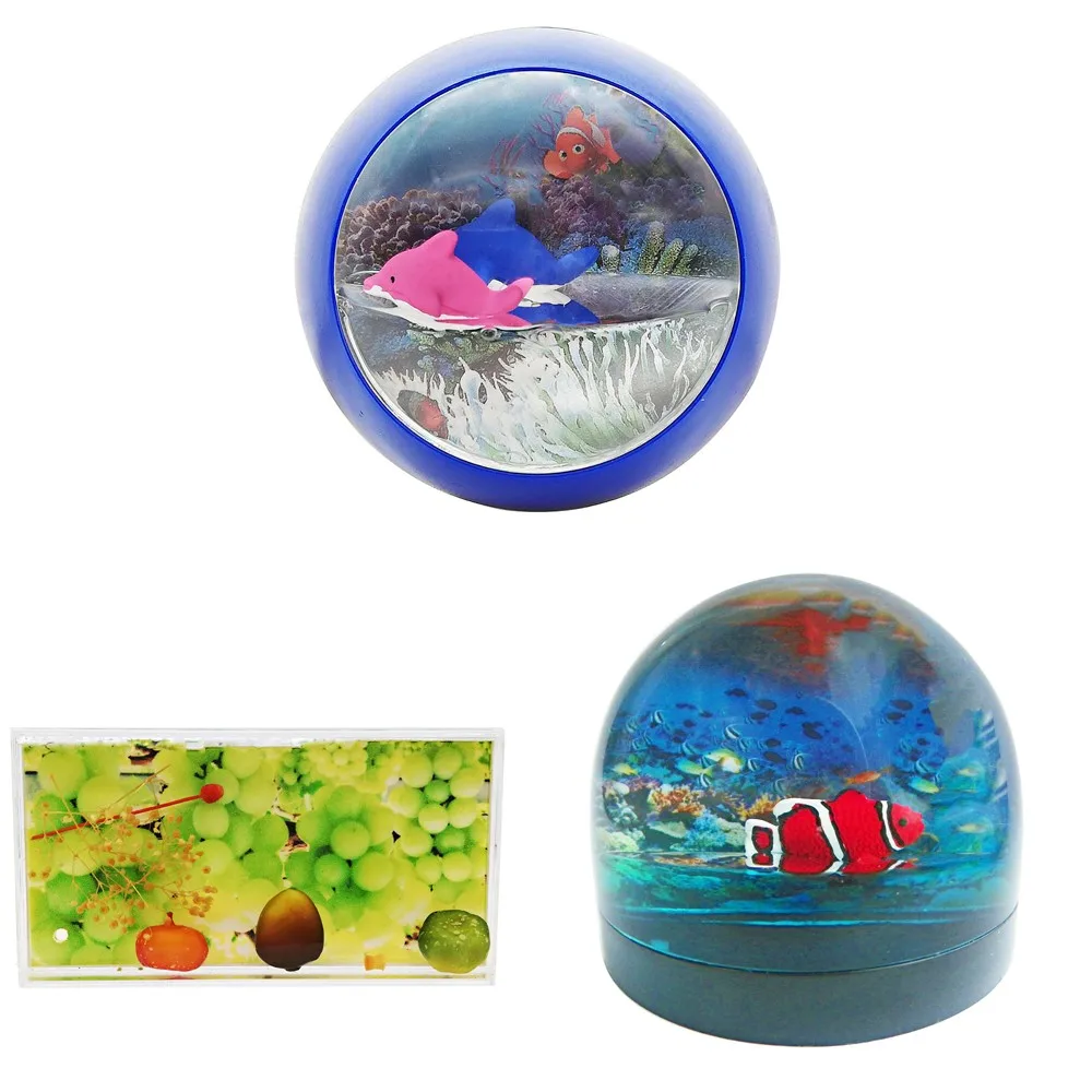 Sanlead Liquid Acrylic Dolphin Floater Refrigerator Magnet Water Oil Snow Floating Fridge Magnet