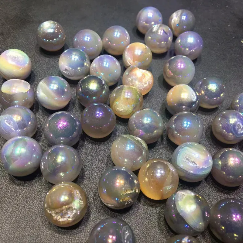 wholesale natural electroplating aura quartz crystal small sphere crystal ball crystal craft for gifts