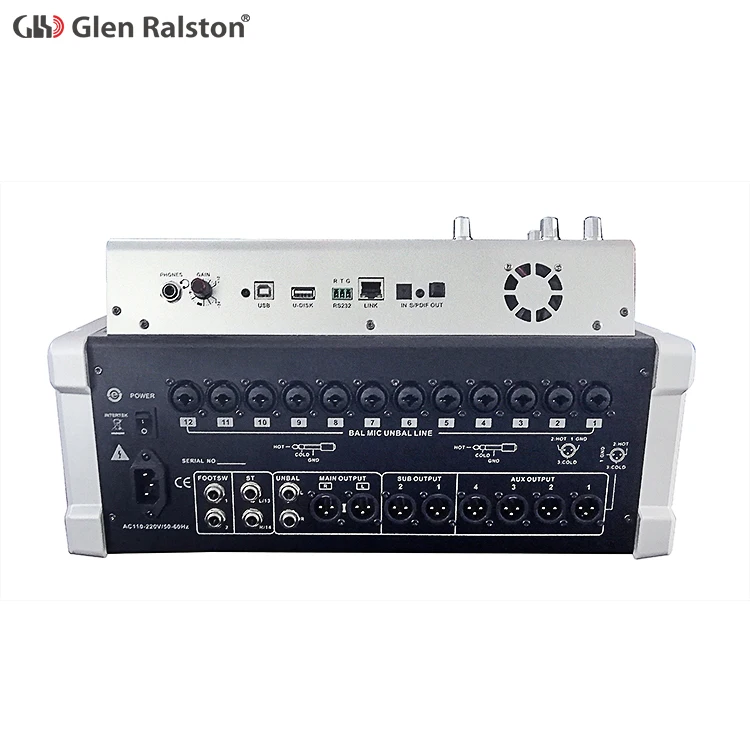 Glen Ralston S16 Professional Mixer 16 Channel  digital mixing console with Reverb Effect stage USB
