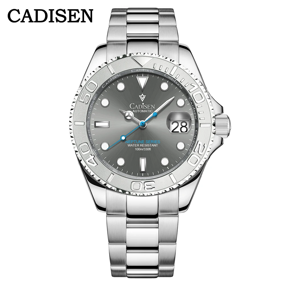 CADISEN New Men Automatic Watch Sapphire Mechanical Wristwatch 100M Waterproof NH35A Movement Rotating Bezel Watch Men