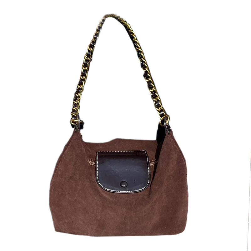 2024 New Winter Luxury Women Genuine Leather Suede Bag Retro Frosted Messenger Shoulder Hand Bag for Ladies Pillow Handbag