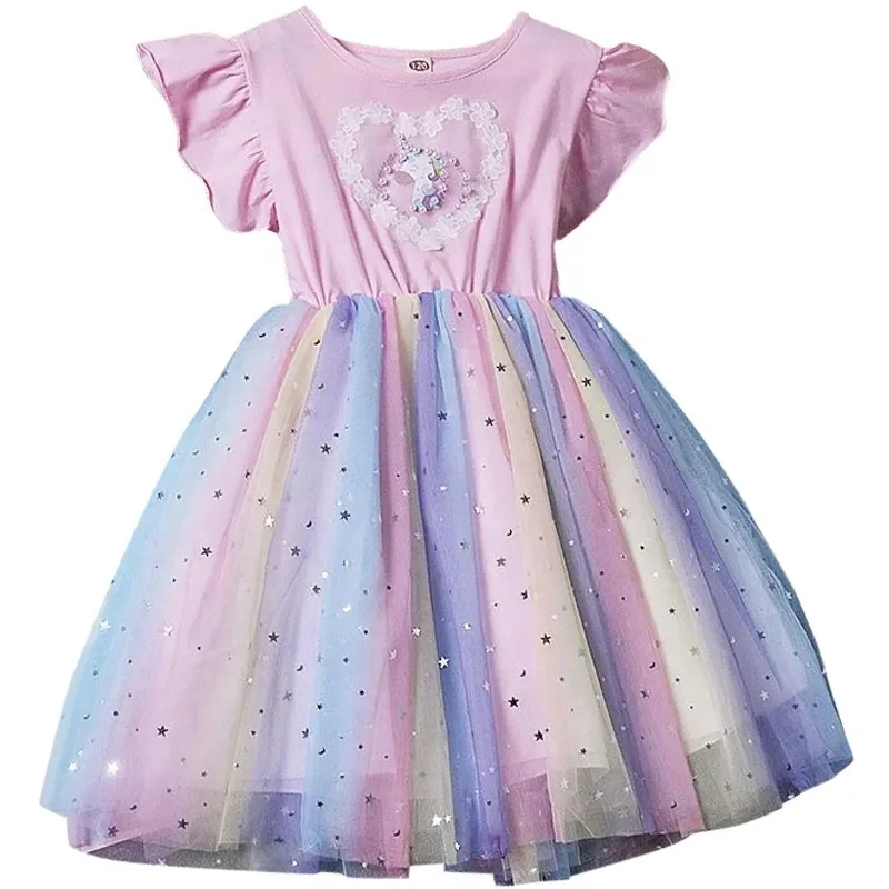 Children Girl Clothing Kids Clothes Plain Color Summer Sleeveless Little Girls Dress with Ruffle Bow