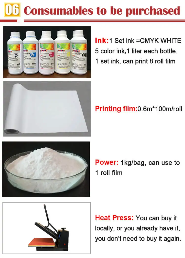 Funsun New Offset Printing Transfer Technology DTF Printer PET Film DTF Printer DTF Powder Machine with Double 4720 Printhead
