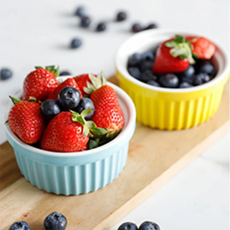 
Wholesale Round Baking Cake Souffle Dessert Personalized Ceramic Ramekin Bowl 