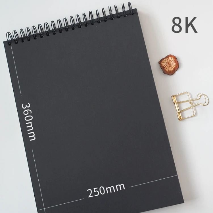 Custom Spiral Hardcover 180gsm Drawing A4 Black Art Sketch Book