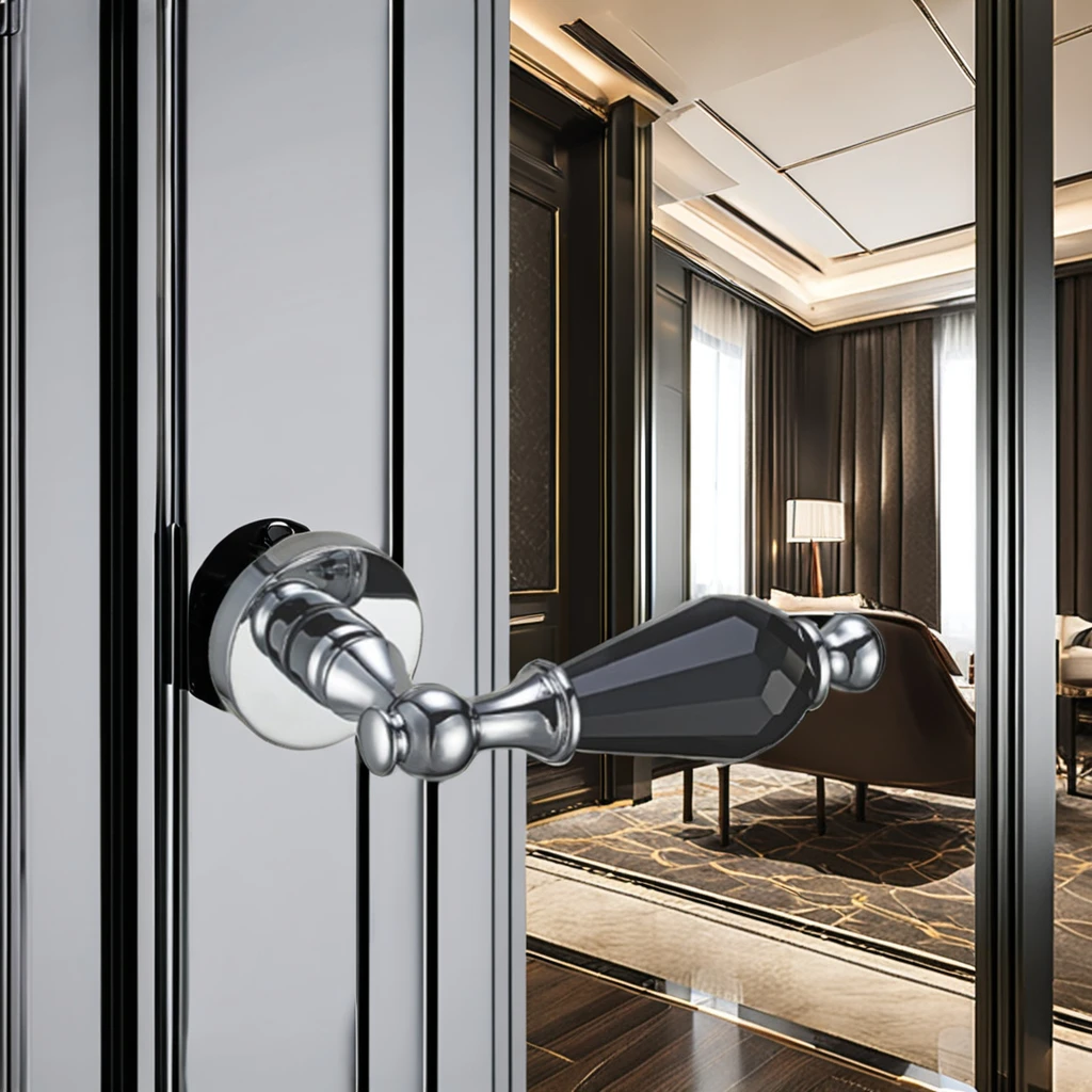 Luxury French Style Gold Door Lock Silent Magnetic Crystal Handle for Bedroom Wooden Doors Interior Silent Privacy Lockset