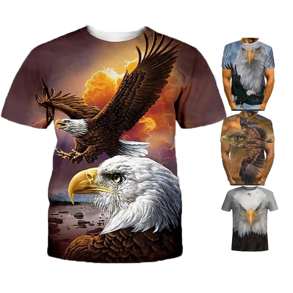 Wholesale Polyester 3d Tshirt All Over Print Animal T-shirt For Men Bird Tees Round Neck T-Shirt