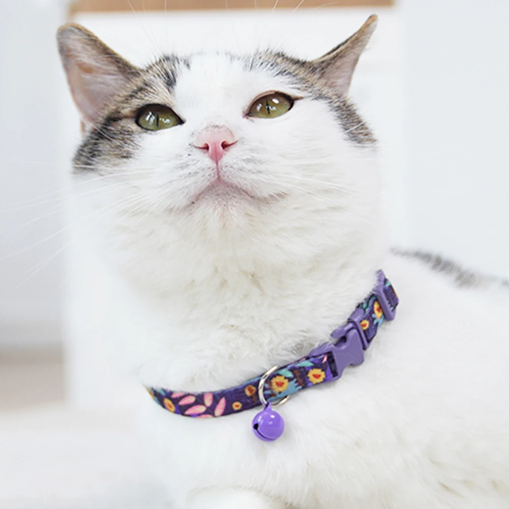 Wholesale Custom Reflective Printing Multiple Colors Cat Collar with Bell