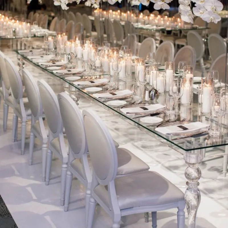 custom style modern factory simply Rectangle outdoor clear Crystal Dining Wedding Acrylic Banquet table