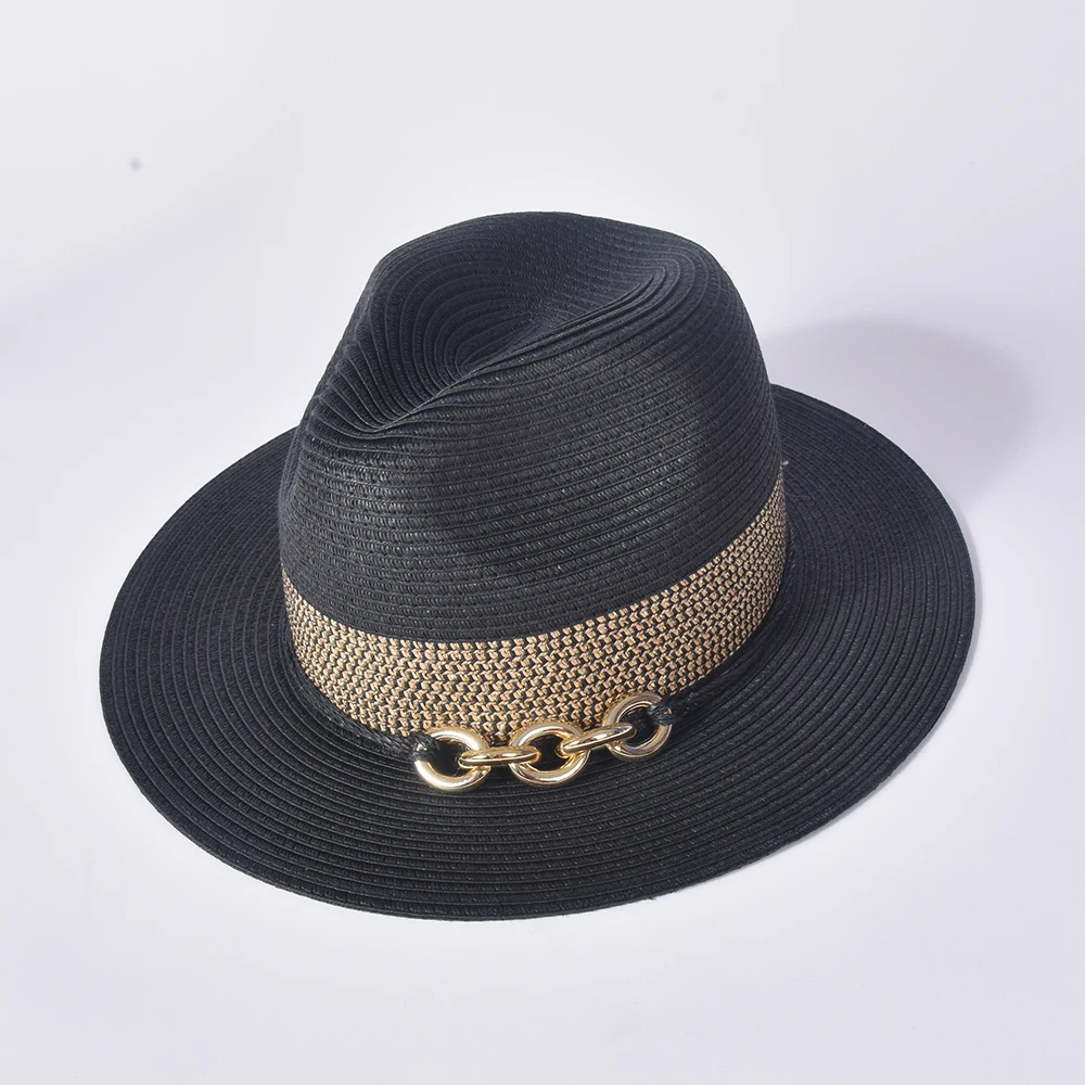 2022 new design fashion unisex straw hat paper braid panama custom summer beach straw hats