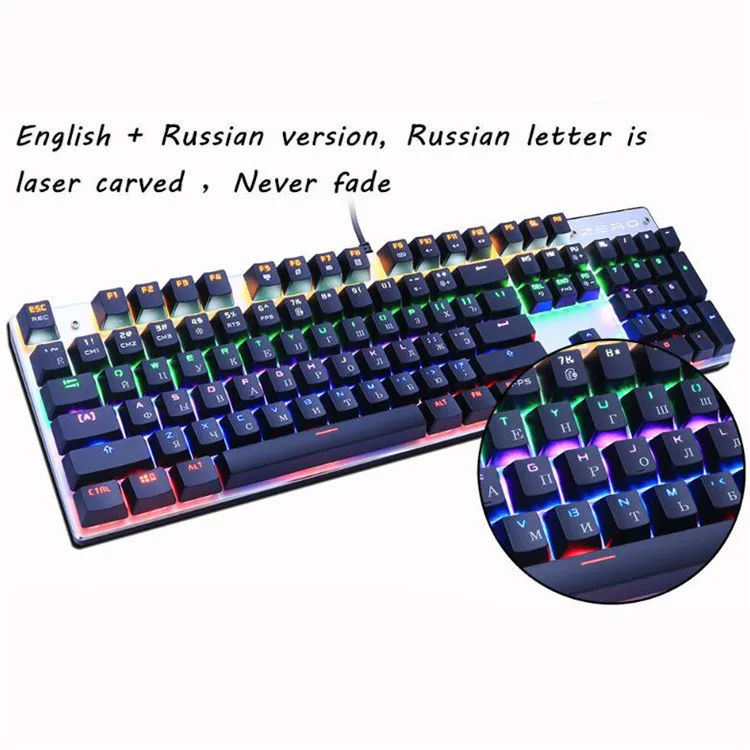 Gaming Mechanical Keyboard Blue Red Switch 87key Anti-ghosting RGB/Mix Backlit LED USB RU/US Wired Keyboard For Gamer PC Laptop