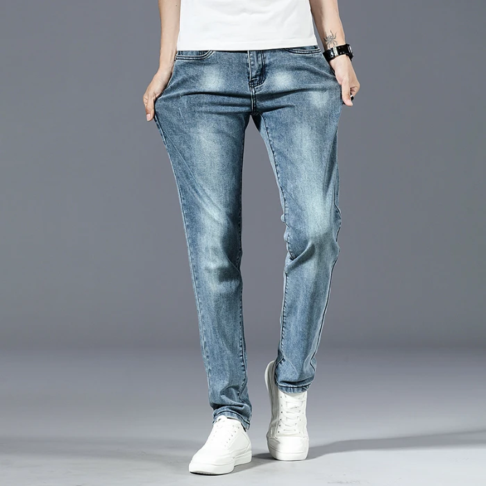 High Quality of Exports Skinny Jeans for Men Stylish Blue Gray Vintage Softener Straight Knitted Jean Material 10 Fabric WASHED