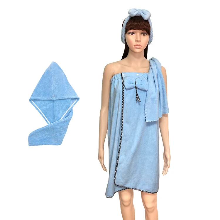 2021 wholesale customise logo solid color printing 100% microfiber soft quick dry women bath towel dress sets