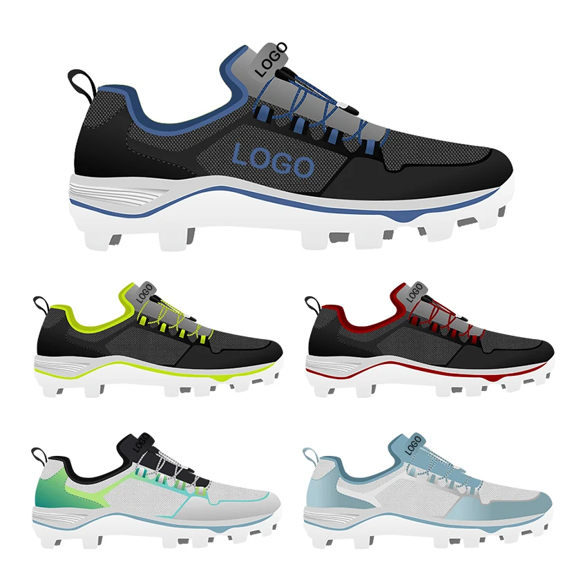 Oem New Style High Quality Non Slip Turf Cricket Sport Shoes Metal Spikes Mens Baseball Shoes