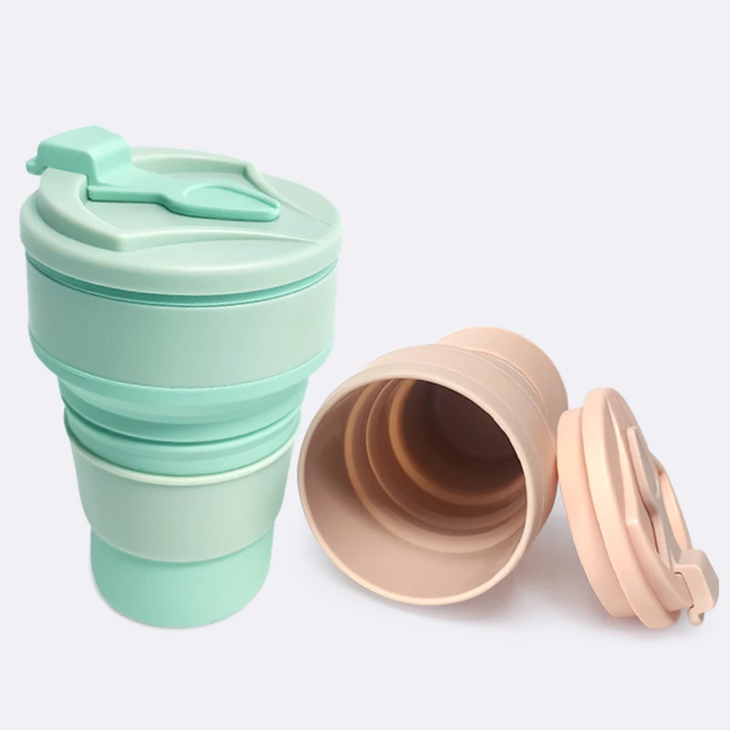Hot sale collapsible easy to carry outdoors for sports water bottle silicone collapsible cup silicone foldingtravel cup
