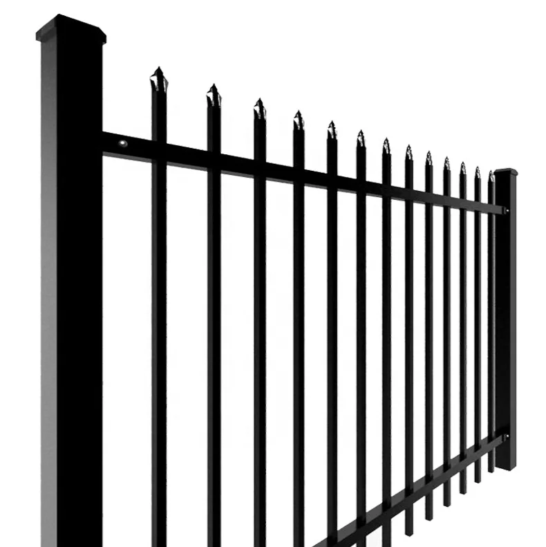Easily Assembled High Quality  Powder Coated galvanized Steel Garden Fence picket wrought iron fence steel fence pan