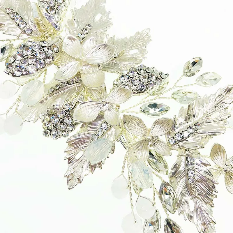 SHSS3015 Fashion Handmade Alloy Flower Wedding Accessories Pearl Crystal Bride Hair Comb