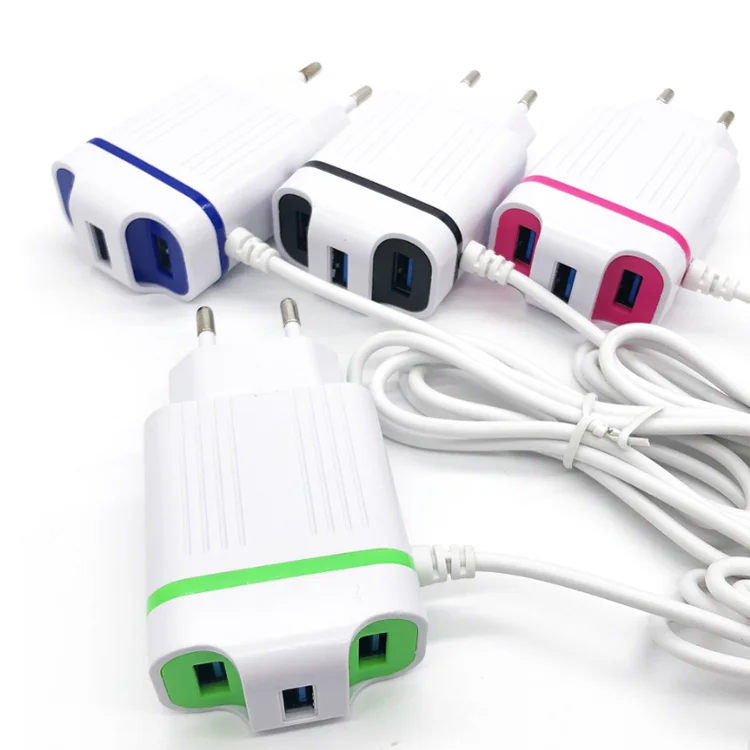 Заводская цена, 2 USB портативное зарядное устройство для мобильного телефона с V8 микро usb кабелем, светодиодная подсветка