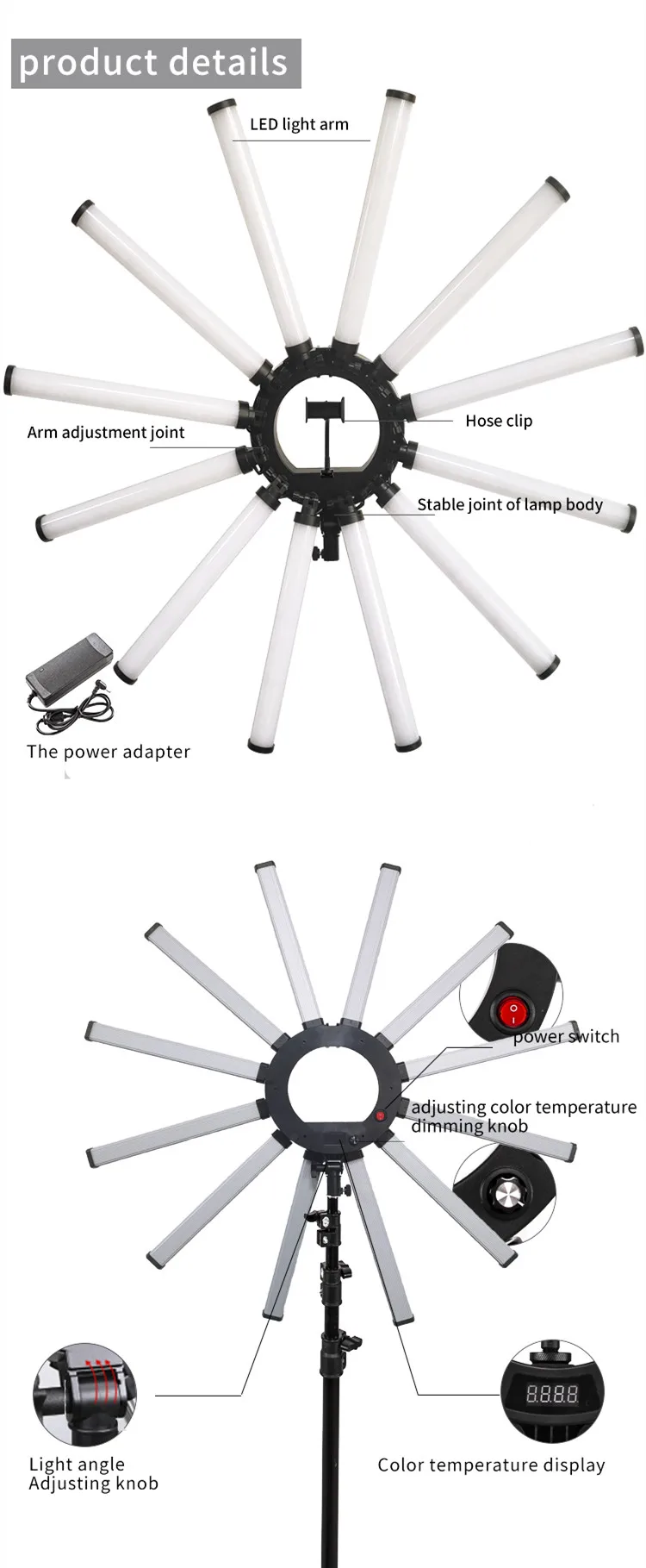 Super Bright 36 inch 12 Tubes Camera Phone Video LED Ring Light Photography Lighting Multimedia Star Lamp.jpg