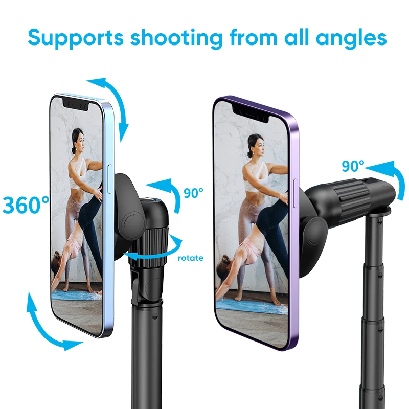 360 Degree Rotation Phone Holder Case Magnetic Selfie Stick Tripod Stand Camera Mount for iPhone PH18