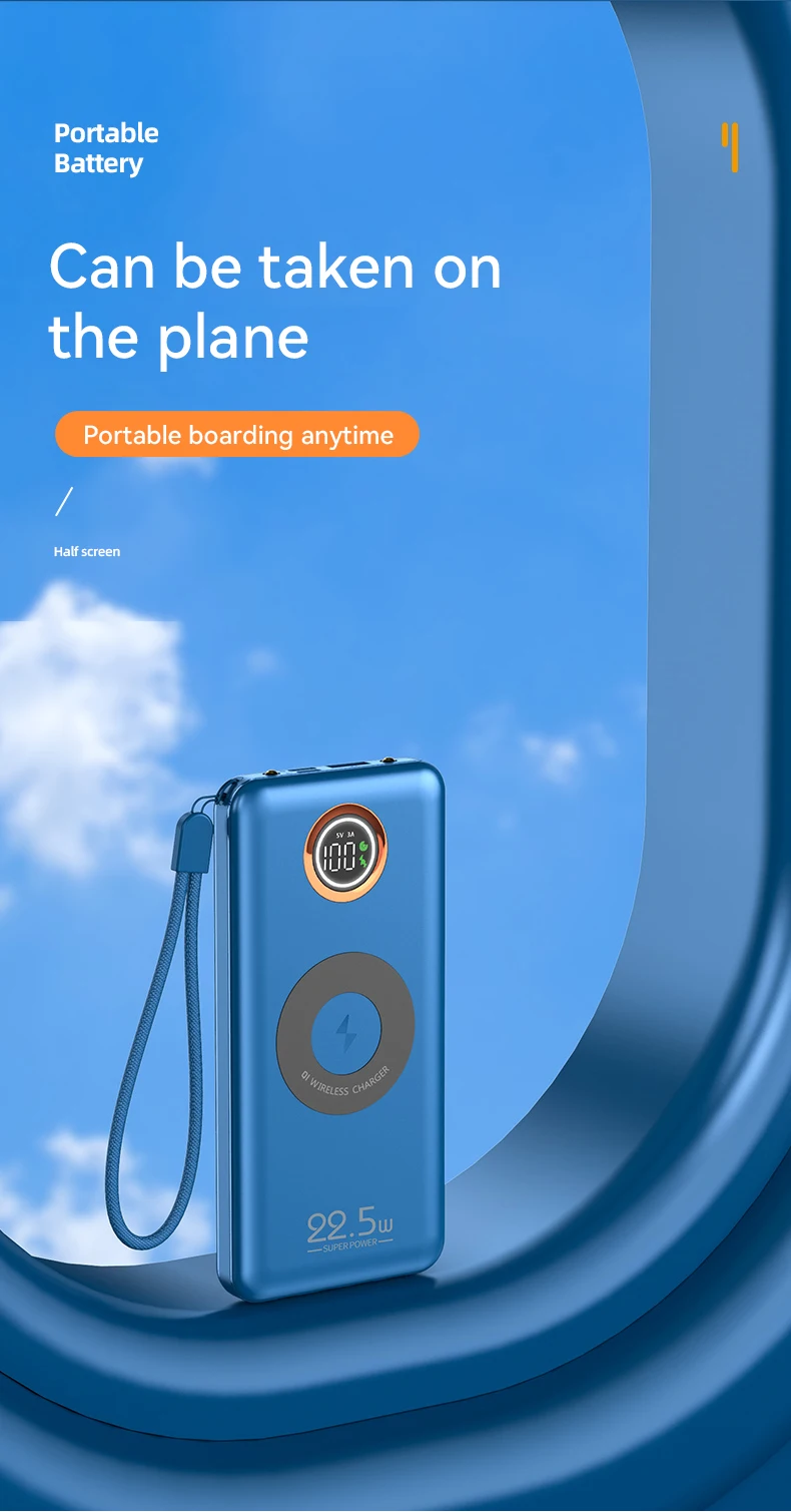 Multifunction 7-in-1 Power Bank 20000mAh External Battery Wireless Charge 18W 20W 22.5W PD Fast Charging Power Bank