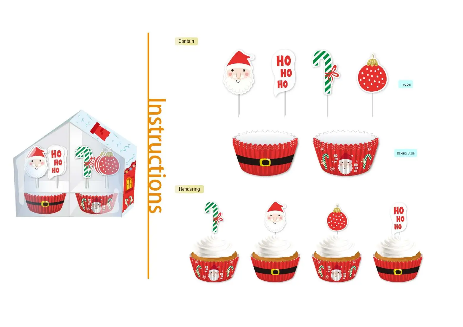 Christmas Baking Set Customized Printing Spatula Disposable Paper Cup Cupcake Mould