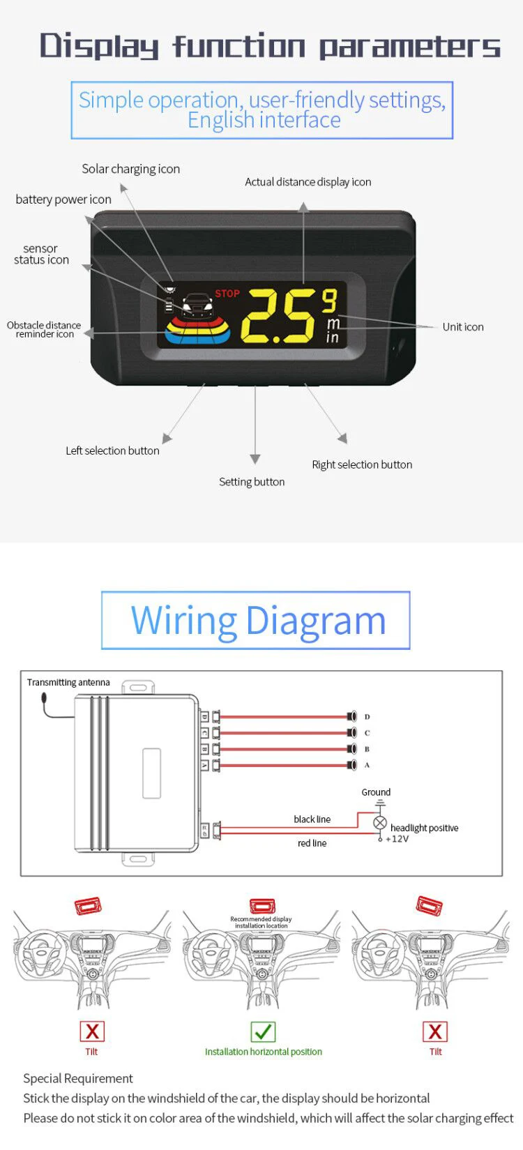22Mm 2 Sensor Parking Car 2021 Cx-5 Led Display Sensor Parking