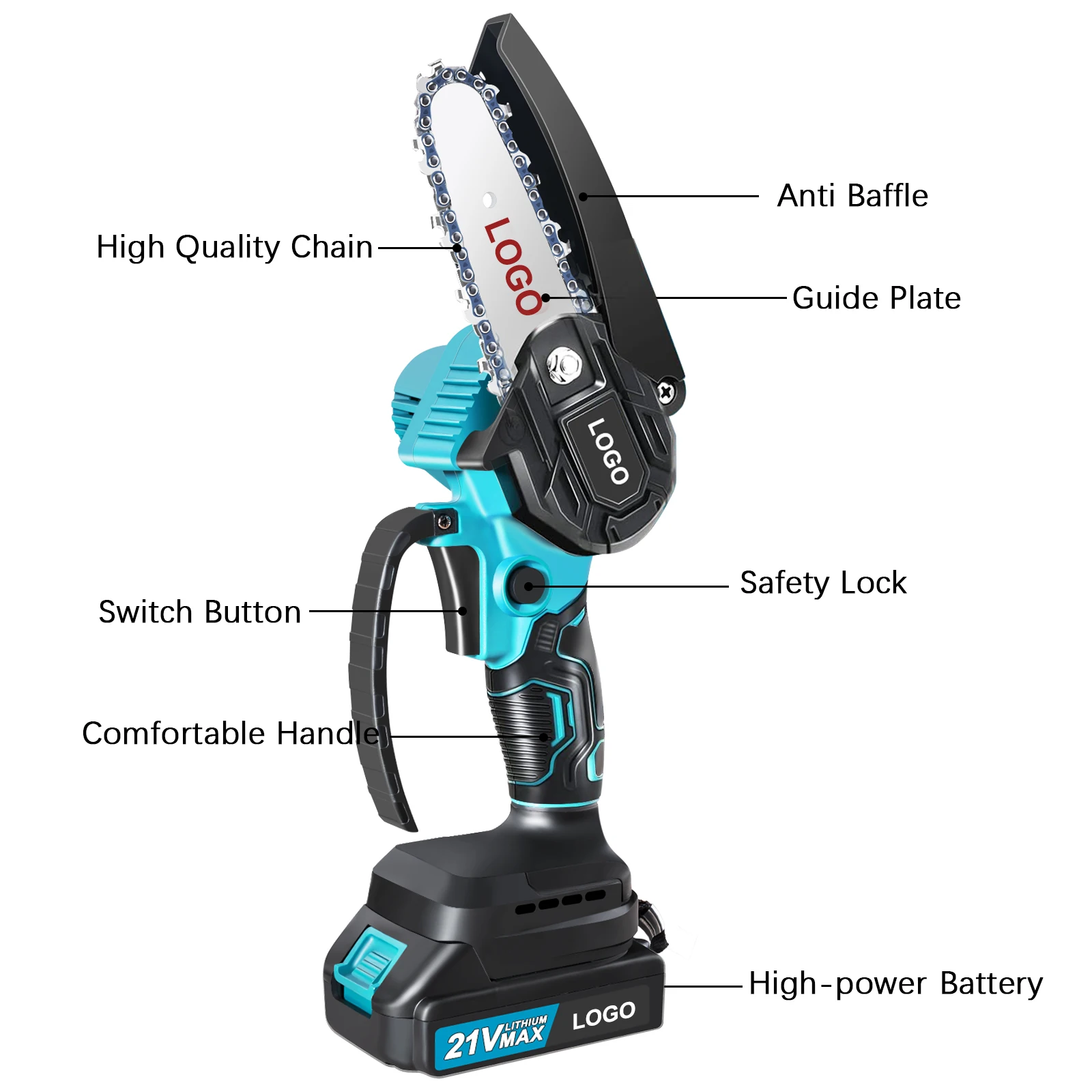 Mini Chainsaw 4-Inch with 1/2 Battery Cordless power chain saws with Security Lock Handheld Small Chainsaw for Wood Cutting Tree