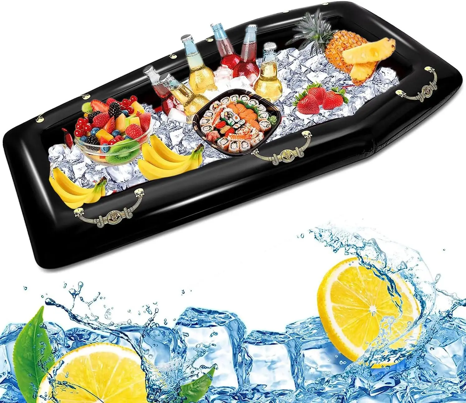Inflatable Coffin Cooler  Coffin Float Beverage Drink Cooler Ice Chest Buffet Cooler for Summer Pool Picnic Party Decoration