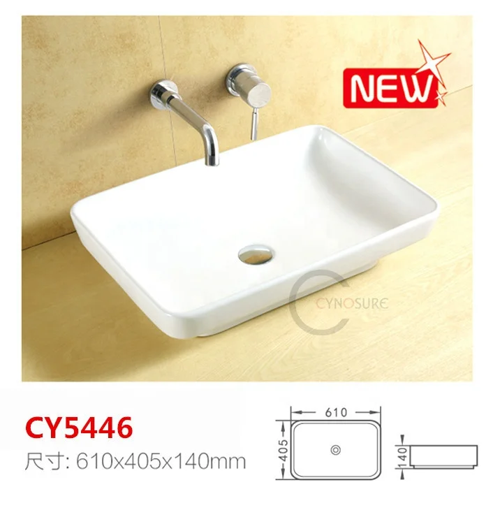 Various Size Square Lavatory White Ceramic Art Vessel Sink Portable Wash Basin