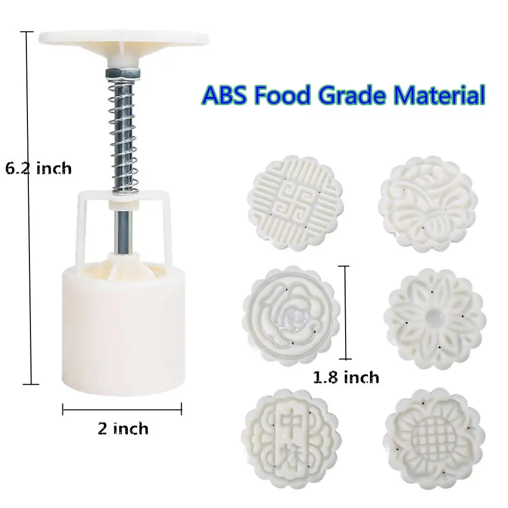  Moon Cake Mold Mid Autumn Festival DIY Hand Press Pastry Tool Maker Flower Mode Patterns Custom Cookie Embosser Cutter
