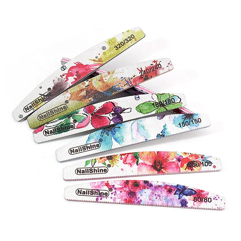 Моющаяся пилка для ногтей с цветочным рисунком полумесяц, пилка для ногтей, пилка для ногтей, двусторонняя импортная водостойкая пилка для ногтей