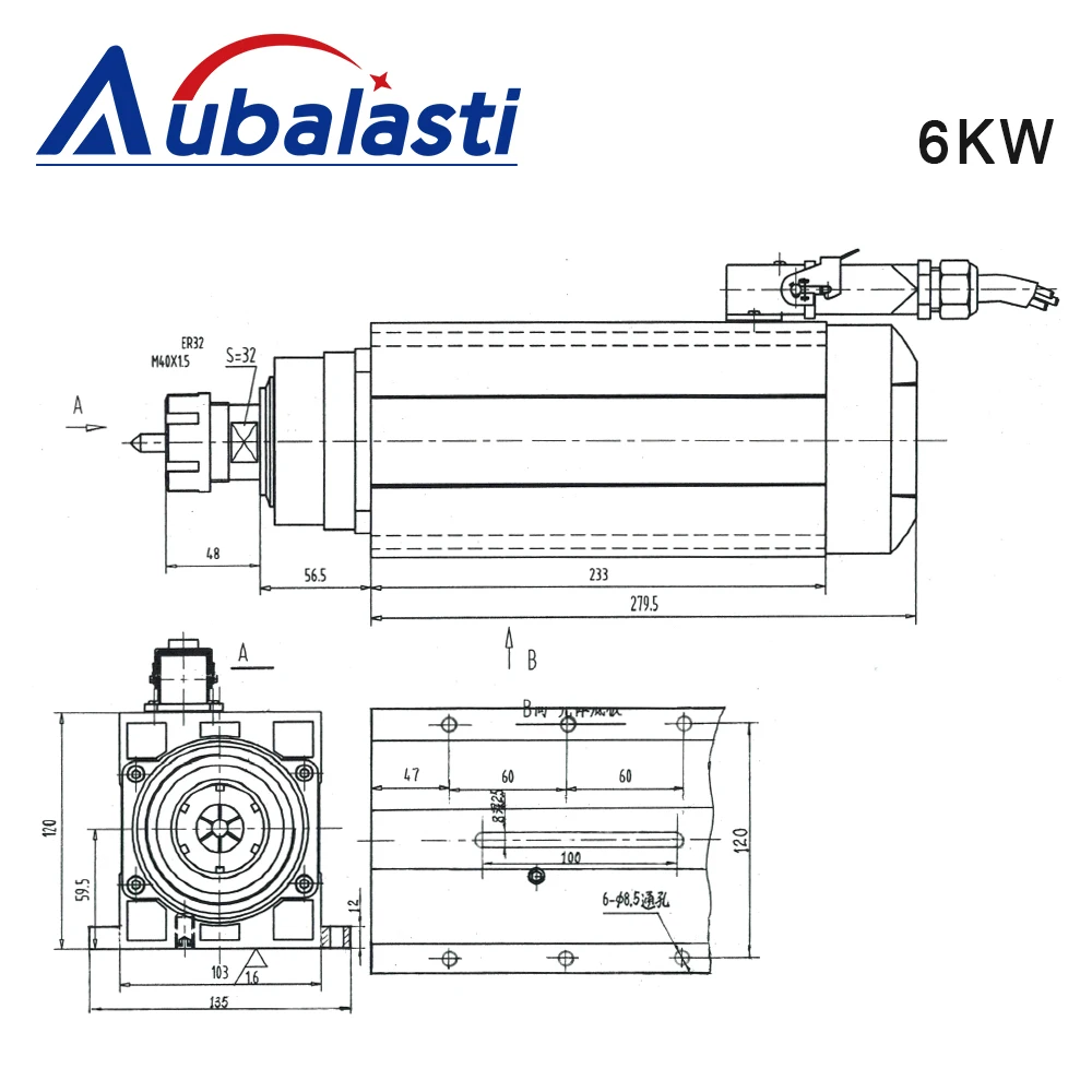  ЧПУ шпиндель с воздушным охлаждением двигатель 4.5kw 6kw 7.5kw без основания P4 медведь 380V 220V патрон гайка ER32 для фрезерный станок фрезерных