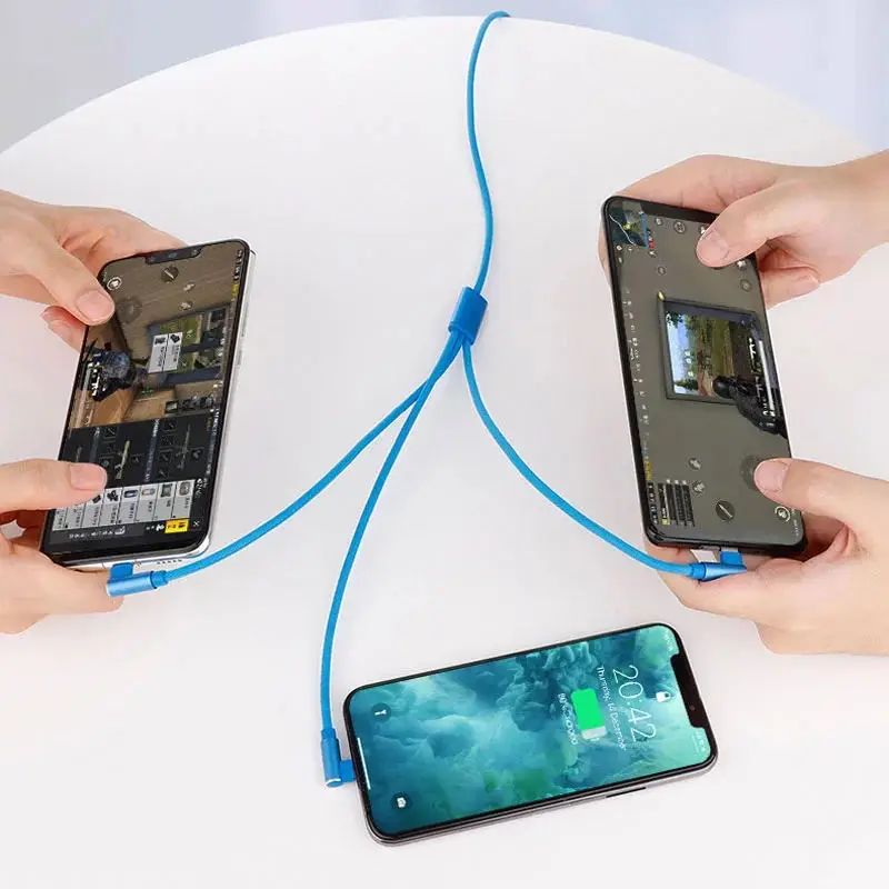 High quality low price customized and durable 90 degree 3 in 1 USB micro type C fast charging mobile phone